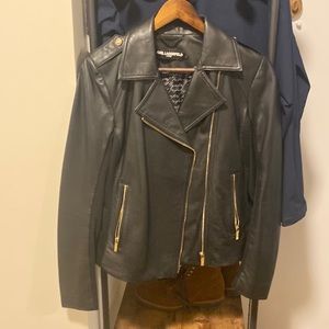 Black Genuine Leather Fitted Moto Jacket